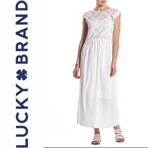 Lucky brand white eyelet midi/maxi dress.